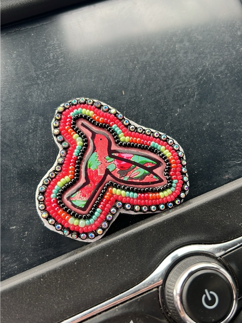 Authentic Native American Made Beaded Hummingbird Earrings - Multicolor